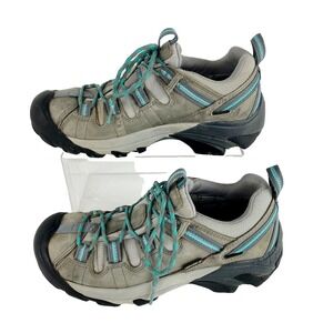 Keen Leather Hiking Boots Womens 7.5 Targhee II Gray Teal Flats Waterproof Shoes